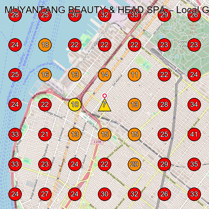 MUYANTANG BEAUTY & HEAD SPA GeoGrid visibility map for Massage Spa in Brooklyn